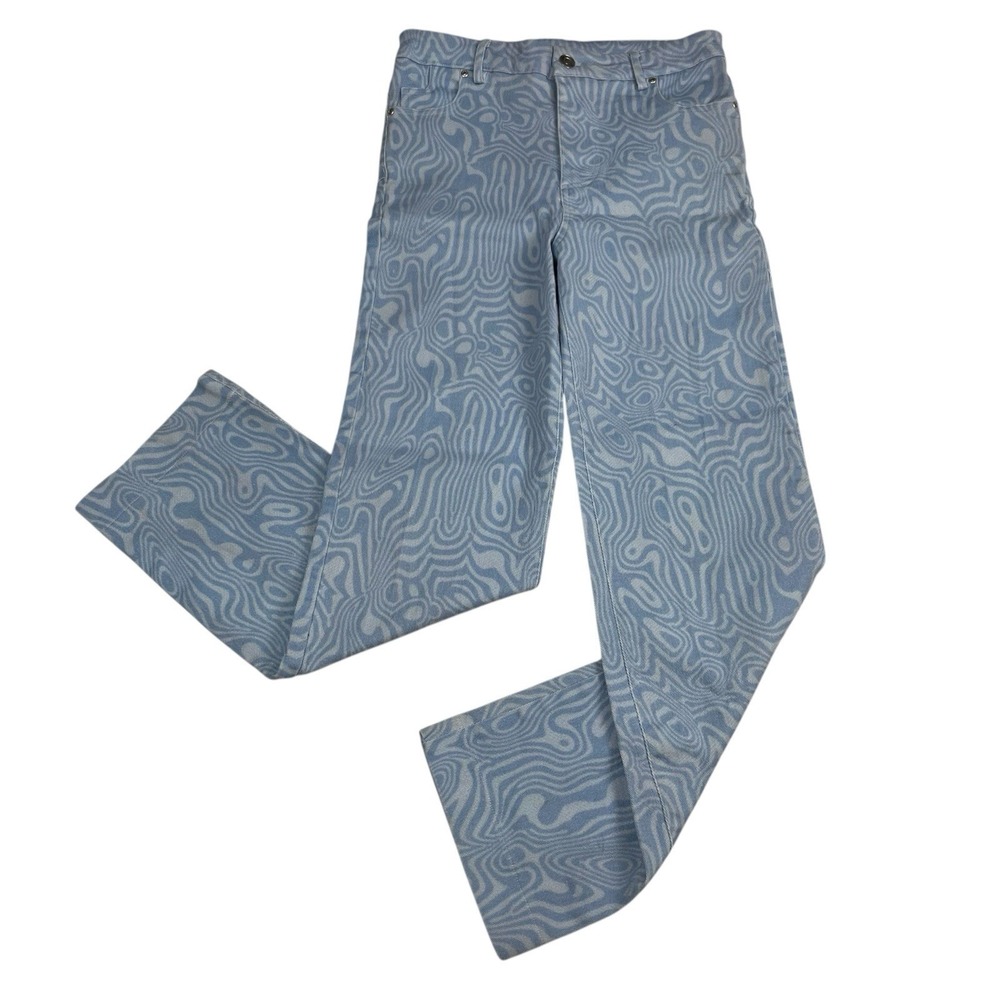 Princess Polly Blue Zebra Swirl High Rise Straight Leg Jeans Size 8 Y2K Trendy
